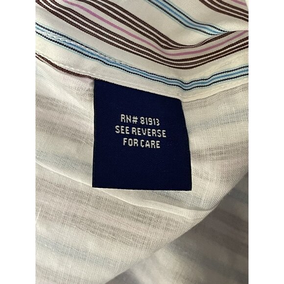 Robert Graham Men's Shirt 2XL Flip Cuff Striped Embroidered Turquoise - Picture 10 of 16